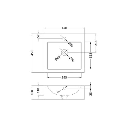 Nuie Vessels Square Vessel Contemporary White Vitreous China 160x470x450mm - JJ Building Materials