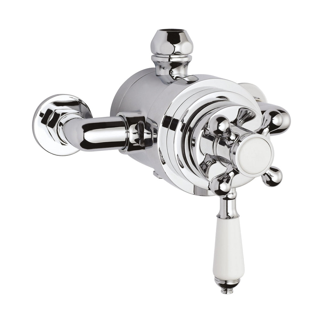 Nuie Victorian Dual Thermostatic Shower Valve Traditional Chrome Brass 166x196x153mm - JJ Building Materials