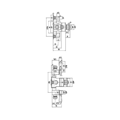 Nuie Victorian Triple Thermostatic Shower Valve Traditional Chrome Brass 333x179x134mm - JJ Building Materials