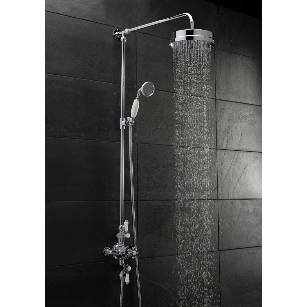 Nuie Victorian Triple Thermostatic Shower Valve Traditional Chrome Brass 333x179x134mm - JJ Building Materials