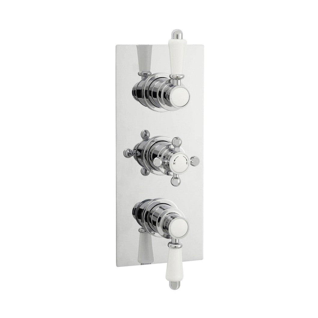 Nuie Victorian Triple Thermostatic Shower Valve Traditional Chrome Brass ABS 280x120x135mm - ITY315 - JJ Building Materials