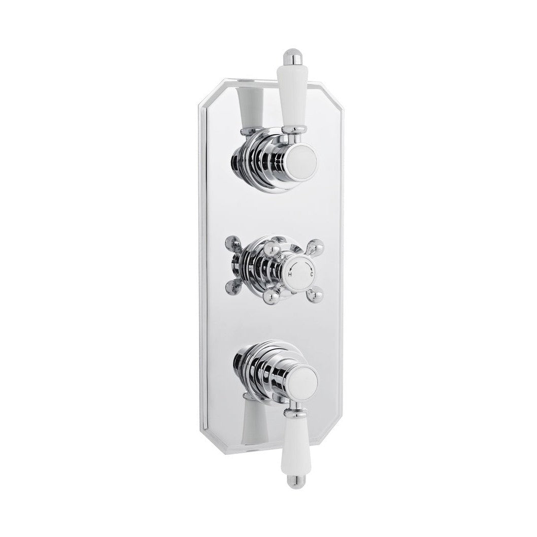 Nuie Victorian Triple Thermostatic Shower Valve Traditional Chrome Brass ABS 280x120x135mm - ITY317 - JJ Building Materials
