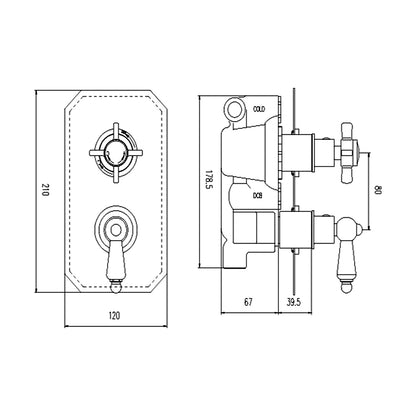 Nuie Victorian Twin Thermostatic Shower Valve Traditional Chrome Brass ABS 210x120x135mm - JJ Building Materials
