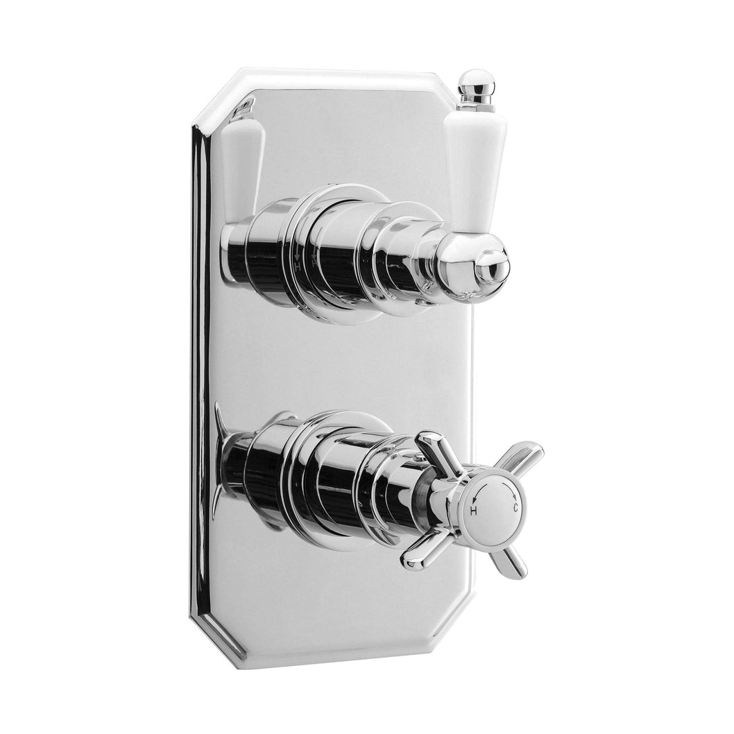Nuie Victorian Twin Thermostatic Shower Valve Traditional Chrome Brass ABS 210x120x135mm - JJ Building Materials