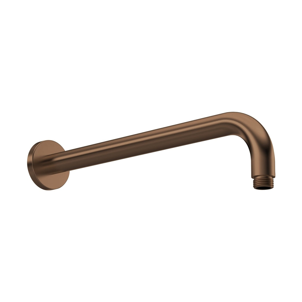 Nuie Wall Hung Shower Arm Contemporary Brushed Bronze Brass 85x60x400mm - JJ Building Materials