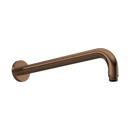 Nuie Wall Hung Shower Arm Contemporary Brushed Bronze Brass 85x60x400mm - JJ Building Materials
