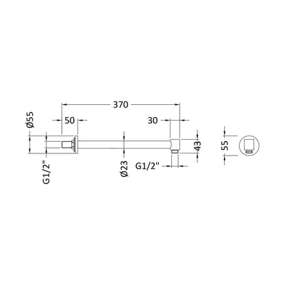 Nuie Wall-mounted Arm Contemporary Chrome Brass 55x55x328mm - JJ Building Materials