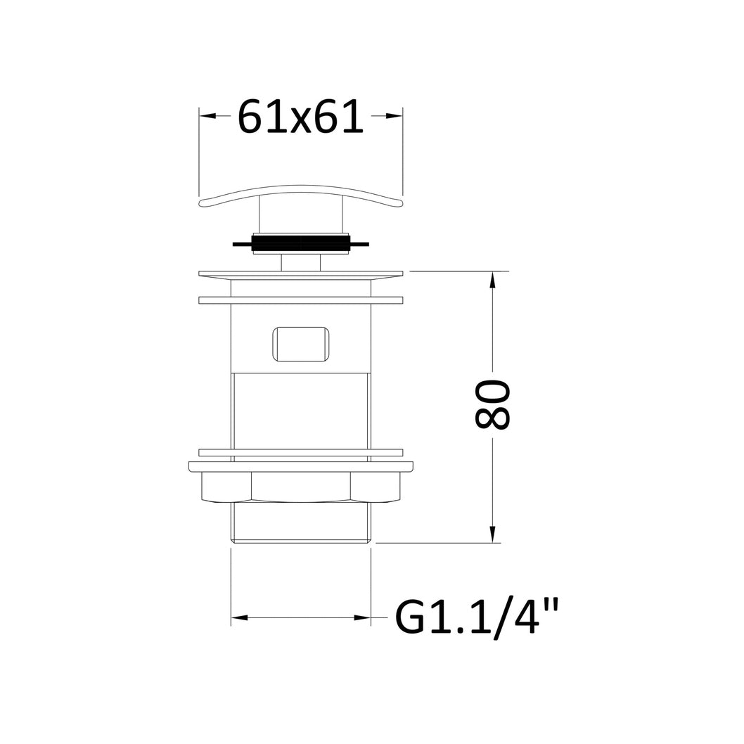 Nuie Wastes Push Button Basin Waste Contemporary Chrome Brass 100x65x65mm - JJ Building Materials