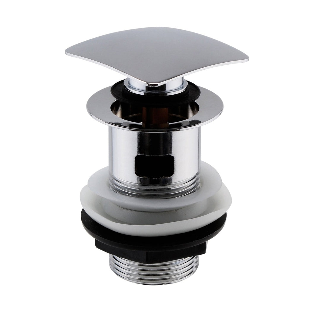 Nuie Wastes Push Button Basin Waste Contemporary Chrome Brass 100x65x65mm - JJ Building Materials