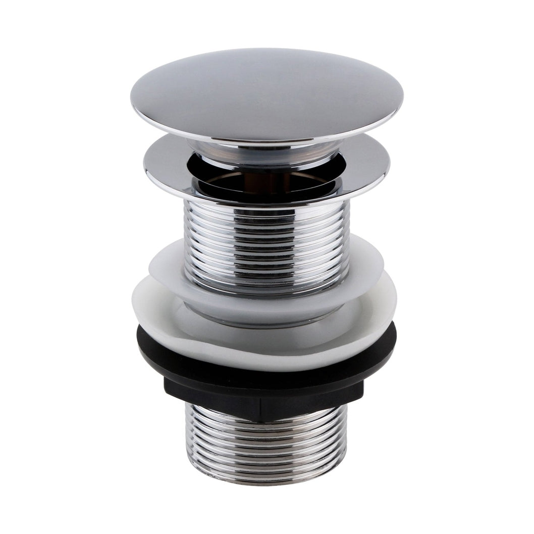 Nuie Wastes Push Button Basin Waste Contemporary Chrome Brass 61x61x97mm - EK304 - JJ Building Materials
