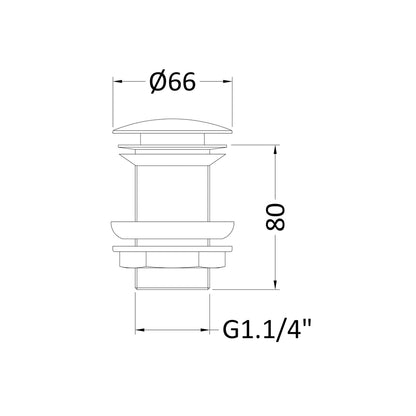 Nuie Wastes Push Button Basin Waste Contemporary Chrome Brass 61x61x97mm - EK304 - JJ Building Materials