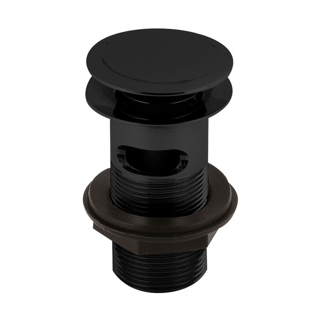 Nuie Wastes Push Button Basin Waste Contemporary Matt Black Stainless Steel 61x61x97mm - JJ Building Materials