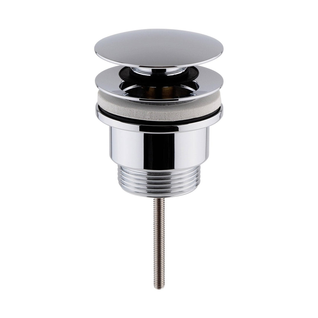 Nuie Wastes Universal Push Button Basin Waste Slotted & Un-slotted Contemporary Chrome Brass 110x63x65mm - JJ Building Materials