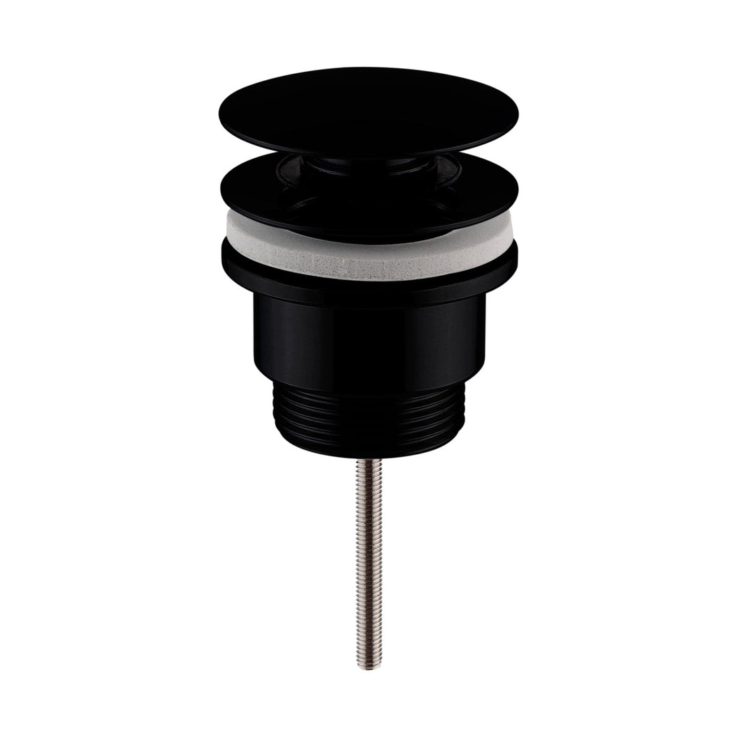 Nuie Wastes Universal Push Button Basin Waste Slotted & Un-slotted Contemporary Matt Black Brass 110x63x65mm - JJ Building Materials