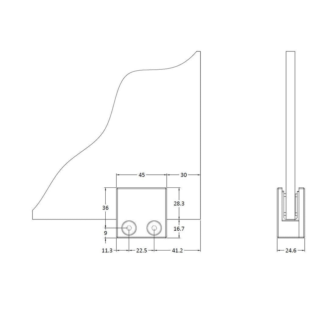 Nuie Wetroom Accessories Black Wetroom Foot And Wall Bracket Contemporary Matt Black Brass 45x45x25mm - JJ Building Materials