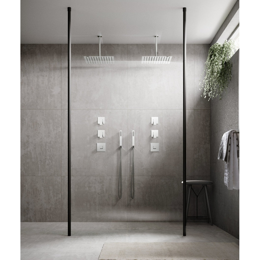 Nuie Wetroom Accessories Black Wetroom Screen Ceiling Post Contemporary Matt Black Aluminium 3000x34x34mm - JJ Building Materials