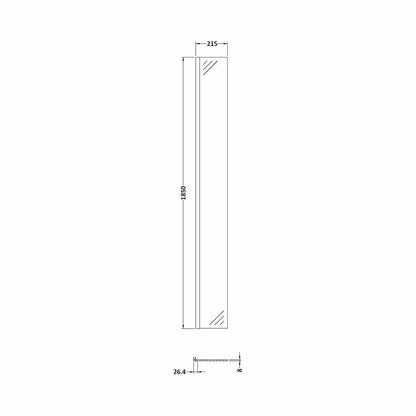 Nuie Wetroom Return Screen 215 X 1850mm Contemporary Chrome Aluminium 1850x215x28mm - JJ Building Materials