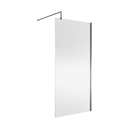 Nuie Wetroom Screen 1000x1850x8mm - Brushed Pewter Contemporary Aluminium 1850x998x14mm - JJ Building Materials