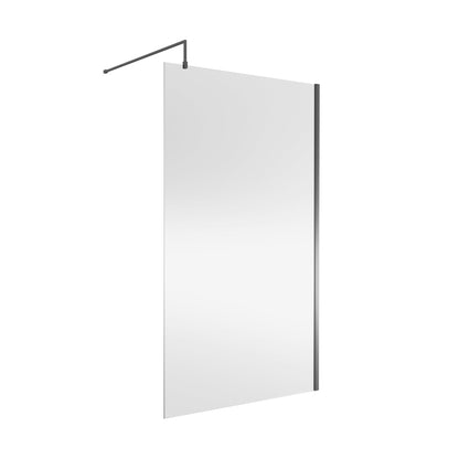 Nuie Wetroom Screen 1200x1850x8mm - Brushed Pewter Contemporary Aluminium 1850x1198x14mm - JJ Building Materials