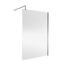 Nuie Wetroom Screen 1400x1850x8mm - Brushed Pewter Contemporary Aluminium 1850x1398x14mm - JJ Building Materials
