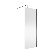 Nuie Wetroom Screen 800x1850x8mm - Brushed Pewter Contemporary Aluminium 1850x798x14mm - JJ Building Materials