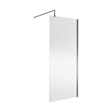 Nuie Wetroom Screen 900x1850x8mm - Brushed Pewter Contemporary Aluminium 1850x898x14mm - JJ Building Materials