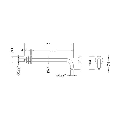 Nuie W/h Shower Arm Contemporary Brushed Pewter Brass 108x62x357mm - JJ Building Materials