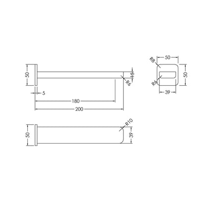Nuie Windon Bath Spout Contemporary Chrome Brass 50x50x200mm - JJ Building Materials