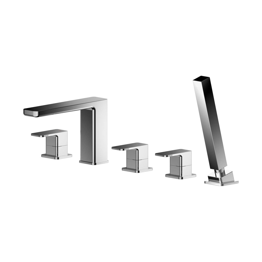 Nuie Windon Deck Mounted 5 Tap Hole Bath Shower Mixer Contemporary Chrome Brass,brass ABS 135x535x222mm - JJ Building Materials