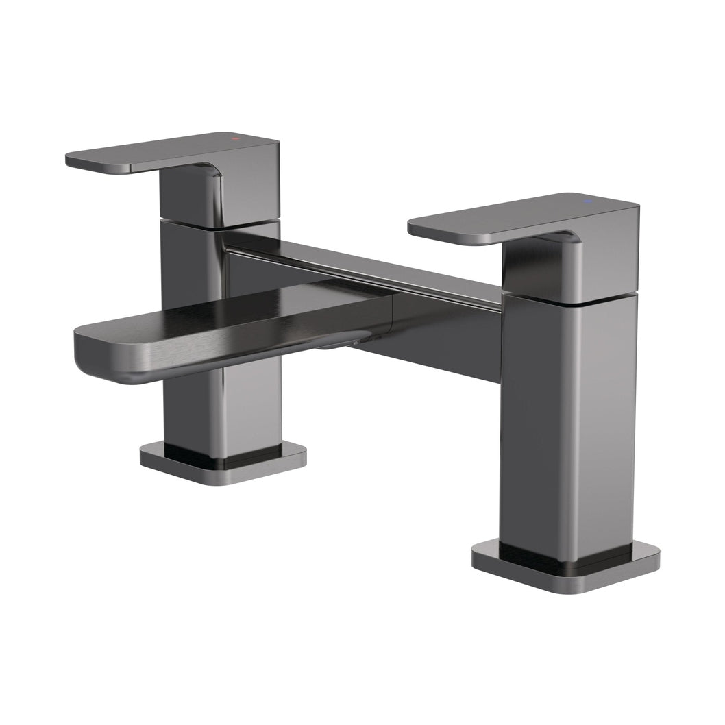Nuie Windon Deck Mounted Bath Filler Contemporary Brushed Pewter Brass 136x230x147mm - JJ Building Materials