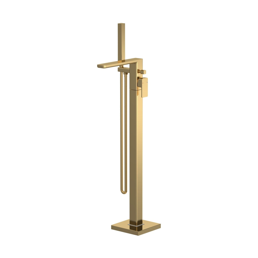 Nuie Windon Freestanding Bath Shower Mixer Contemporary Brushed Brass Brass ABS,plastic 880x180x357mm - JJ Building Materials