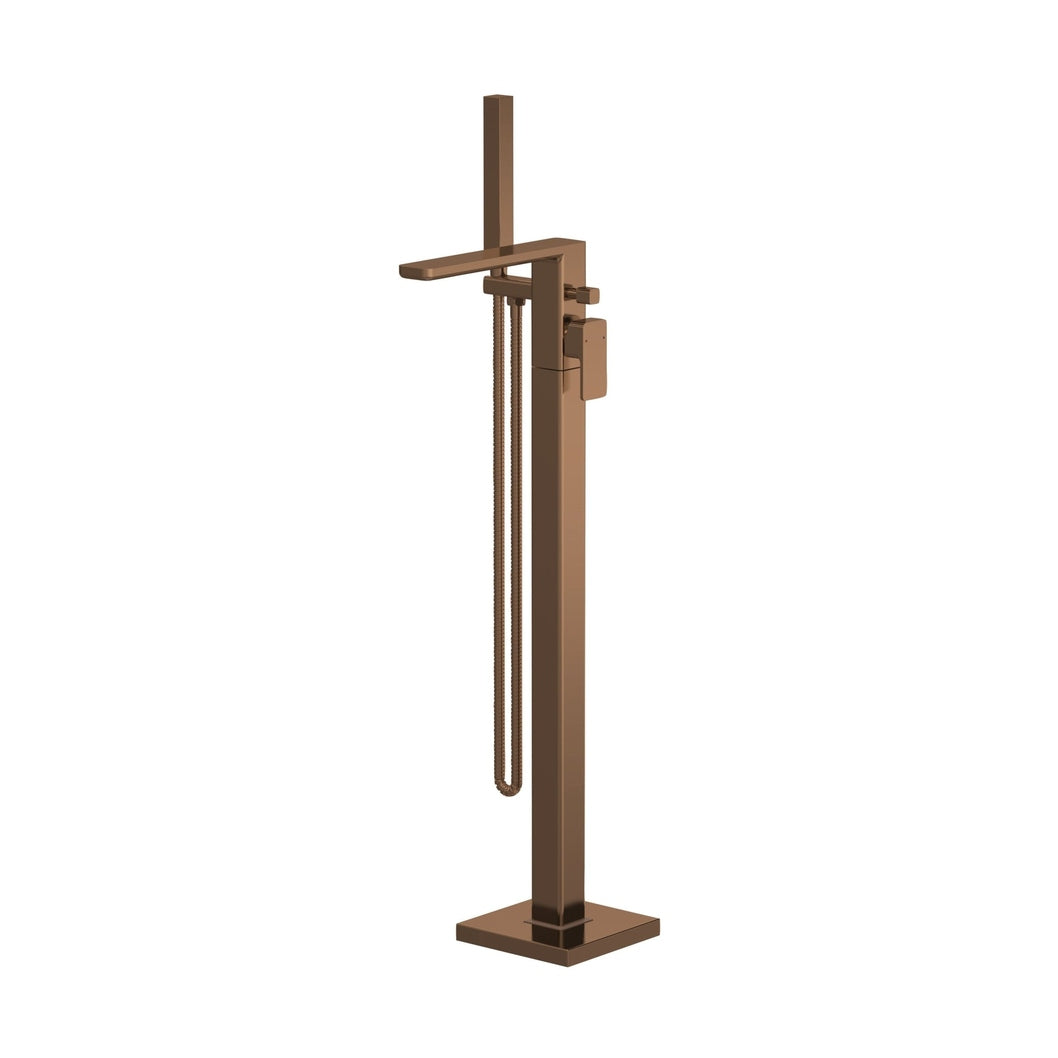 Nuie Windon Freestanding Bath Shower Mixer With Kit Contemporary Brushed Bronze ABS,brass 880x180x357mm - JJ Building Materials