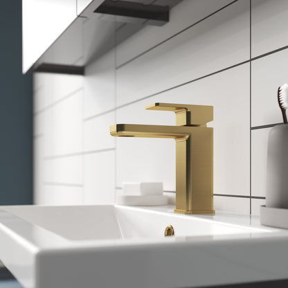Nuie Windon Mono Basin Mixer With Push Button Waste Contemporary Brushed Brass Brass,plastic 160x50x152mm - JJ Building Materials