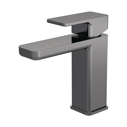 Nuie Windon Mono Basin Mixer With Push Button Waste Contemporary Brushed Pewter Brass,plastic 160x50x152mm - JJ Building Materials