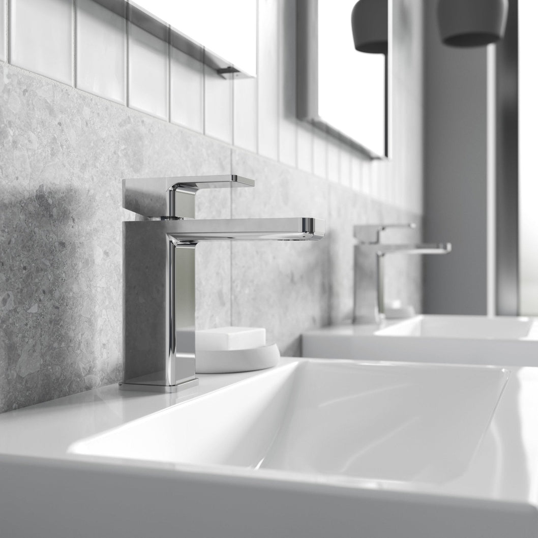 Nuie Windon Mono Basin Mixer With Push Button Waste Contemporary Chrome Brass,plastic 160x50x152mm - JJ Building Materials