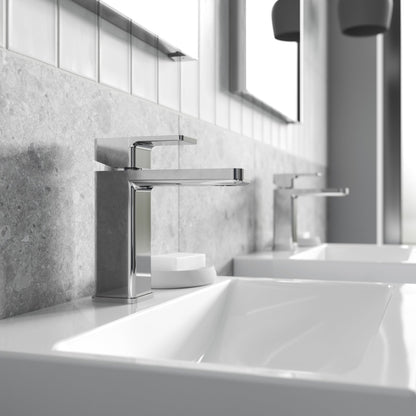 Nuie Windon Mono Basin Mixer With Push Button Waste Contemporary Chrome Brass,plastic 160x50x152mm - JJ Building Materials