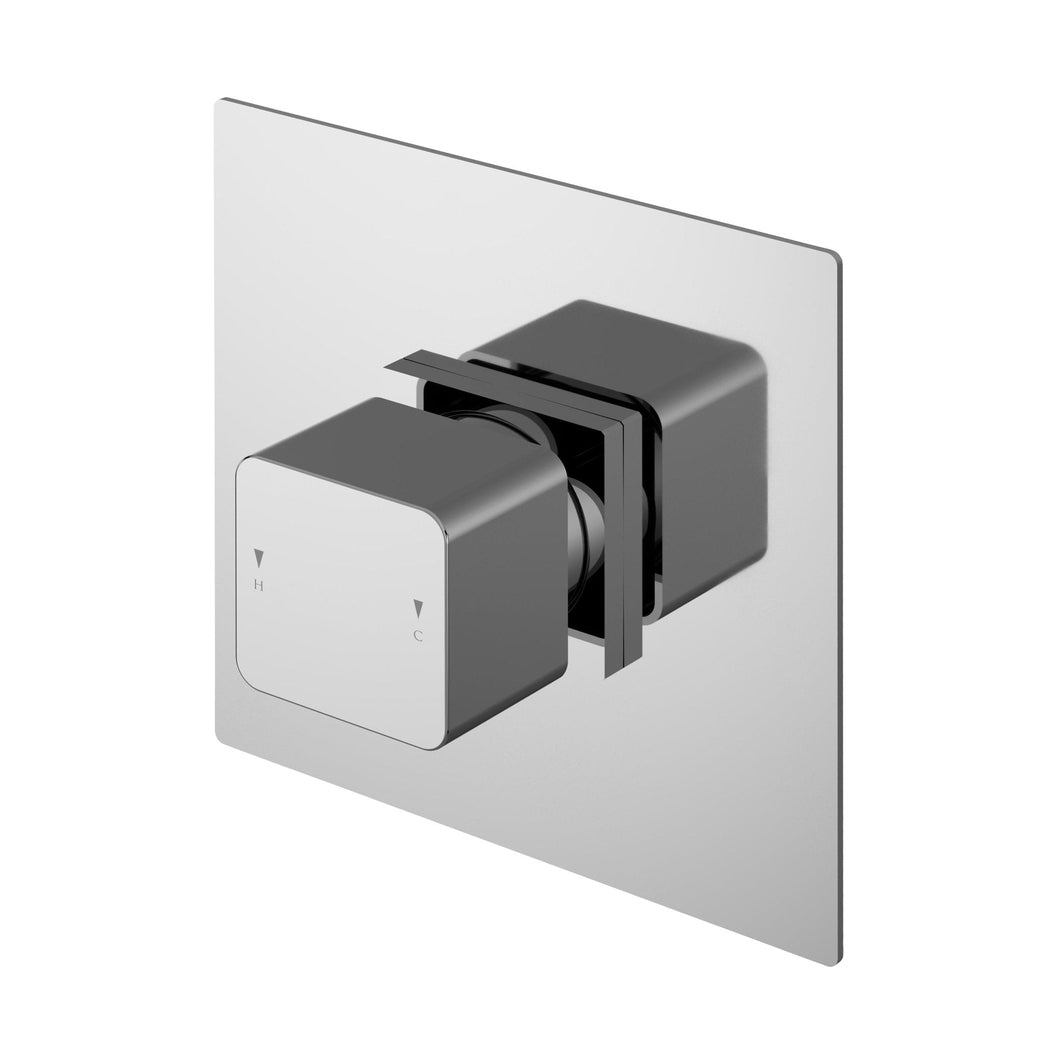 Nuie Windon Thermostatic Temperature Control Valve Contemporary Chrome Brass ABS 125x125x135mm - JJ Building Materials