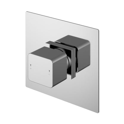 Nuie Windon Thermostatic Temperature Control Valve Contemporary Chrome Brass ABS 125x125x135mm - JJ Building Materials