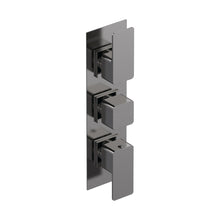 Nuie Windon Triple Thermostatic Valve Contemporary Brushed Pewter Brass ABS 280x120x135mm - JJ Building Materials