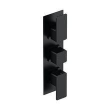 Nuie Windon Triple Thermostatic Valve Contemporary Matt Black Brass ABS 280x80x135mm - JJ Building Materials