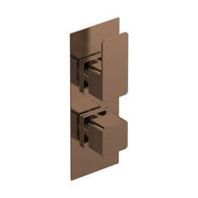 Nuie Windon Twin Thermostatic Valve With Diverter Contemporary Brushed Brass ABS,brass 215x80x135mm - JJ Building Materials