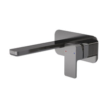 Nuie Windon Wall Mounted 2 Tap Hole Basin Mixer With Plate Contemporary Brushed Pewter Brass,plastic 70x180x199mm - JJ Building Materials