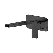 Nuie Windon Wall Mounted 2 Tap Hole Basin Mixer With Plate Contemporary Matt Black Brass,plastic 70x180x199mm - JJ Building Materials