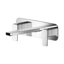 Nuie Windon Wall Mounted 3 Tap Hole Basin Mixer With Plate Contemporary Chrome Brass 75x280x199mm - JJ Building Materials
