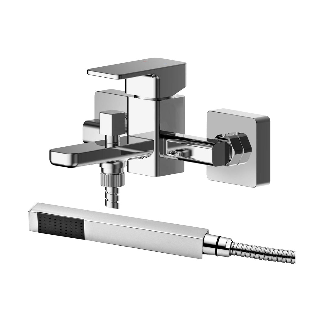Nuie Windon Wall Mounted Bath Shower Mixer With Kit Contemporary Chrome Brass ABS,plastic 105x180x141mm - JJ Building Materials