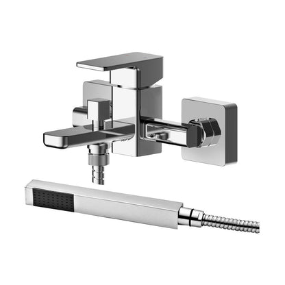 Nuie Windon Wall Mounted Bath Shower Mixer With Kit Contemporary Chrome Brass ABS,plastic 105x180x141mm - JJ Building Materials