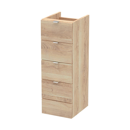 Hudson Reed Fusion 300mm Drawer Unit Contemp Bleached Oak MFC Textured Woodgrain 864x300x355mm