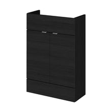 Hudson Reed Fusion 600mm Vanity Unit - Compact Contemp Charcoal Black MFC Textured Woodgrain 864x600x255mm