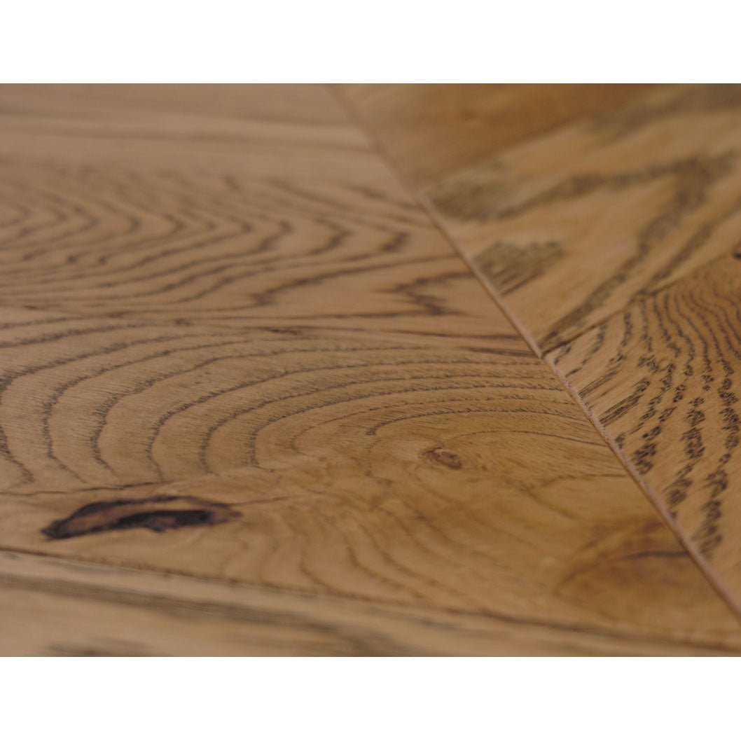 Oxbridge Oak Chevron Brushed Fusion Hybrid Engineered Wood Flooring - 1.568m2 Pack Size | Parquet Range - JJ Building Materials