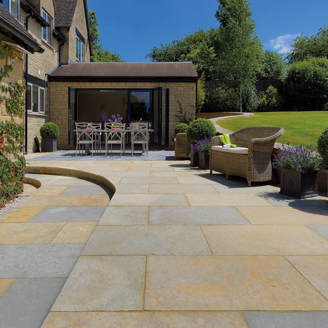 Pavestone Abbey (22mm Calibrated Sawn Edges) Natural Limestone Paving - Mixed Size Patio Pack - 15m² - JJ Building Materials